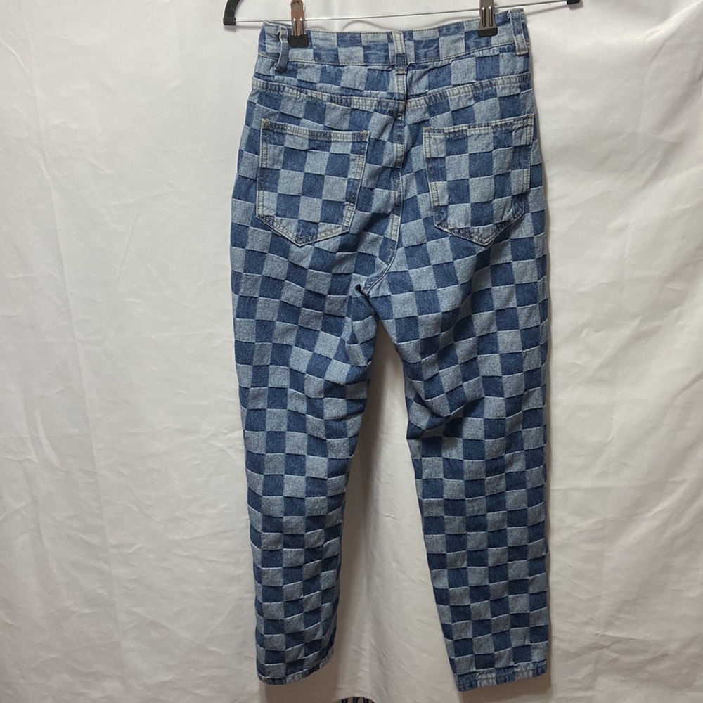 Shein Woman Blue Checkerboard Jeans - Picture 3 of 4